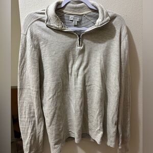 Men's J-Crew Cream Quarter-Zip Sweater | 100% Cotton | Size Medium